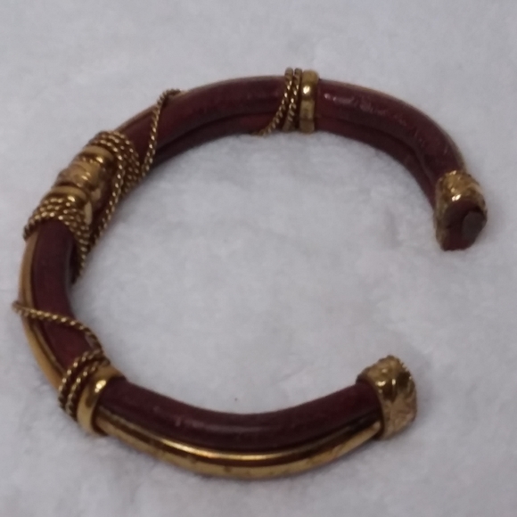 Vintage Bracelet Leather Wire Wrap - Picture 3 of 4